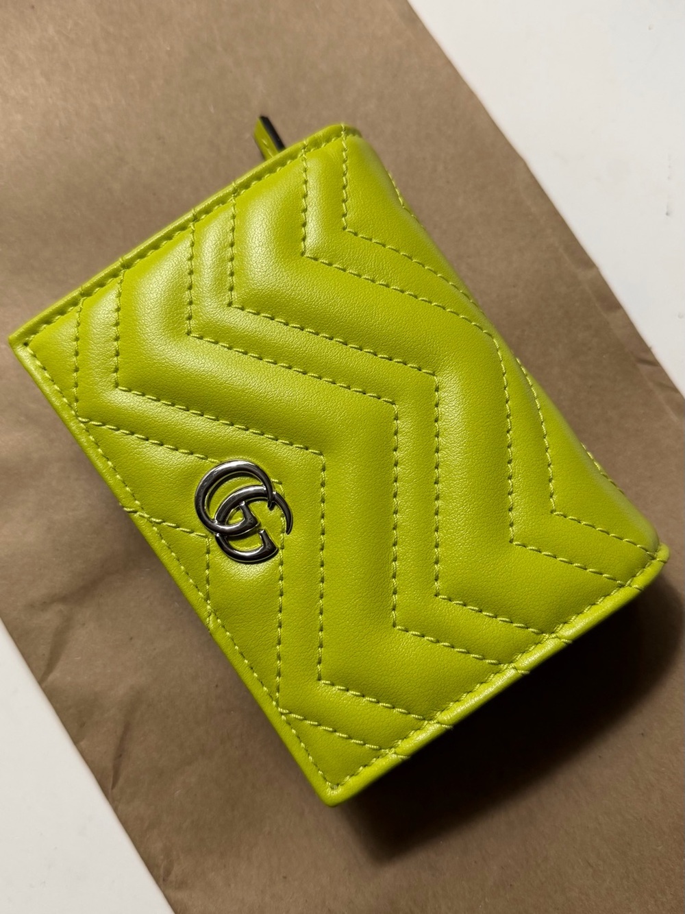 Lime Green GG Marmont card case wallet
